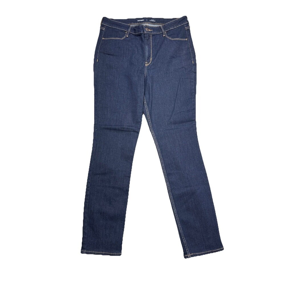 Old Navy Wow Straight Jeans 14 Blue High Waist Stretch Womens Measures 32 x 29.5
